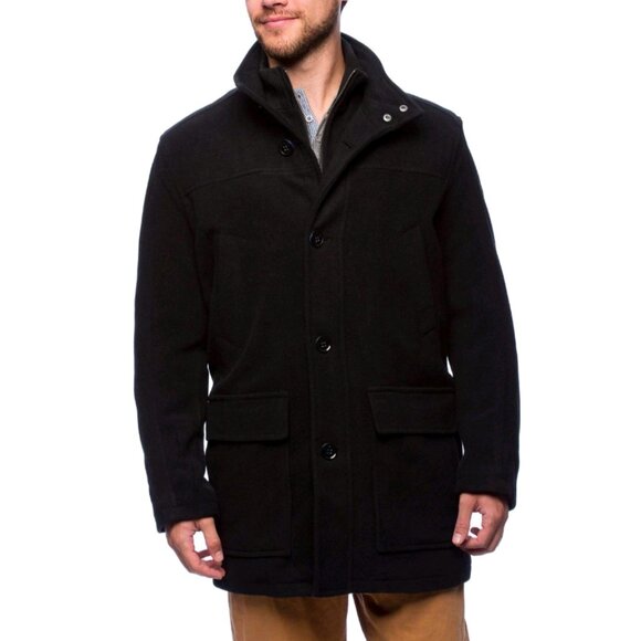 NEW Cole Haan Signature Men's Wool Blend Coat Size Small Black Car Coat - Picture 1 of 12